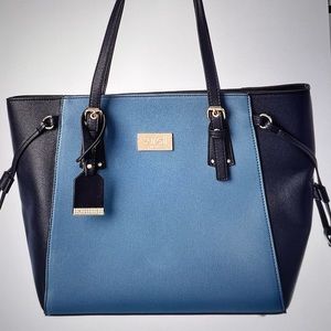 Blue/black two tone Surreal Accessories Vegan Leather Shopper Tote
